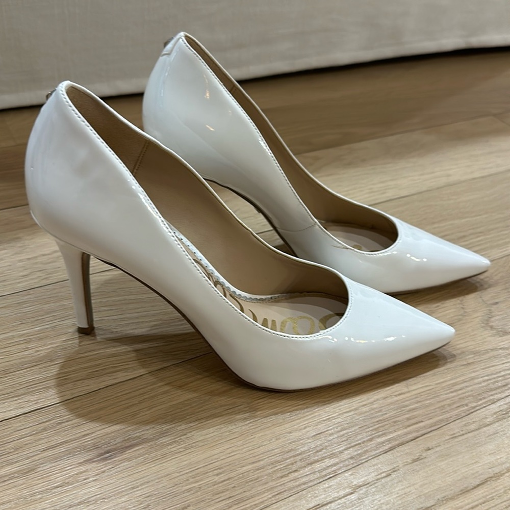 Sam Edelman white patent leather pumps